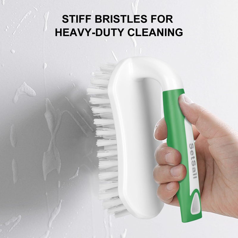 SetSail Scrub Brush, Heavy-Duty Scrub Brushes for Cleaning with Stiff Bristles Cleaning Brush for Shower, Bathroom, Carpet, Kitchen and Bathtub Scrubber - 2 Pack Green - Image 4